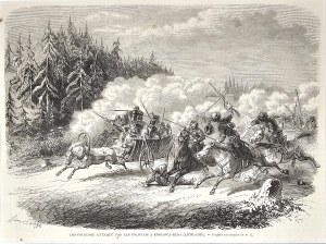 [January Uprising] Attack by insurgents on a Russian convoy near Kozlova Ruda, 1863.
