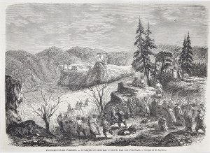 [January Uprising] Attack of insurgents on Ojcow castle, 1863.