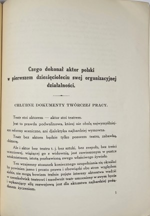ZASP. Union of Polish Stage Artists 1919-1929. Warsaw 1929 [n.w.] Druk. W. Kowalewski.