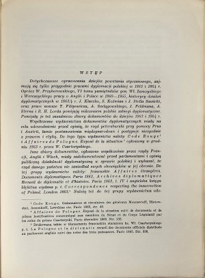 [January Uprising] Lewak Adam - Polish diplomatic activity in 1863-1864. collection of documents edited by .... Vol. 1. Warsaw 1937 Wyd. MSZ. Skł. Gebethner and Wolff.