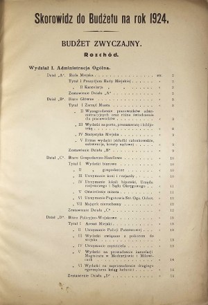 [Sosnowiec] Supplementary budget of the city of Sosnowiec for the year 1924.