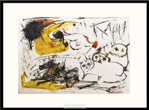 Barbara Jonscher (1926–1986), Kompozycja z kotami i koniem w galopie*