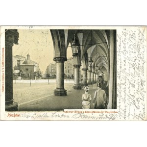 Krakau - Hauptmarkt mit der St. Adalbert-Kirche, ca. 1900.
