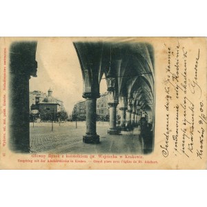 Kraków - Główny Rynek z kościółkiem św. Wojciecha, 1900.