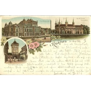 Kraków - Litografia - Wielowidokowa, 1899.
