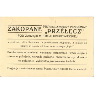 Zakopane - Pensjonat Przełęcz, 1929.