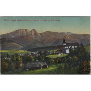 Zakopane - Widok na kościół Jezuicki i Giewont ze strony pod Zakopianką, 1917.