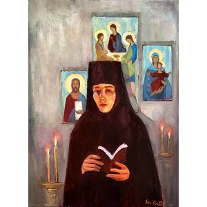 Julia DETCZENJA (ur. 1996), Portret z trzema ikonami, 2025