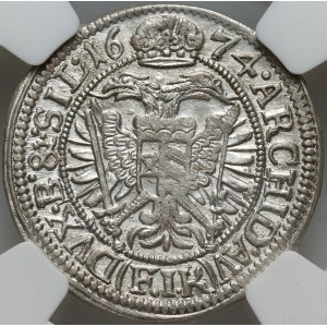 Śląsk pod panowaniem austriackim, Leopold I, 3 krajcary 1674 FIK, Opole