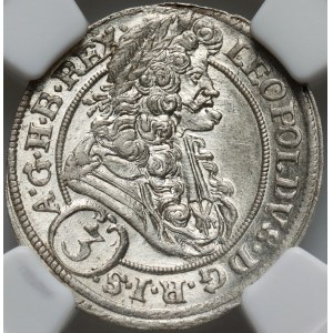 Śląsk pod panowaniem austriackim, Leopold I, 3 krajcary 1695 MMW, Wrocław