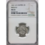 Śląsk pod panowaniem austriackim, Leopold I, 3 krajcary 1661 GH, Wrocław
