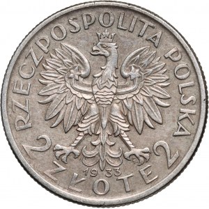 II RP, 2 złote 1933, Głowa Kobiety, PRÓBA