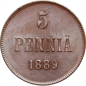 Fínsko, Alexander III, 5 pennia 1889, Helsinki