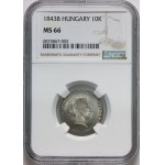Hungary, Ferdinand V, 10 Krajczar 1843 B, Kremnitz