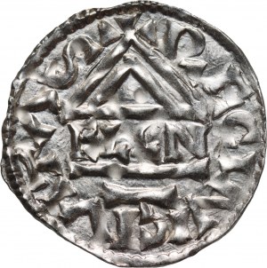 Germany, Bayern, Heinrich II der Zänker 985-995, Denar, Regensburg, mintmaster ELLN