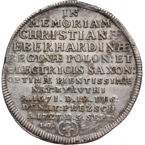 August II Mocny, 2/3 talara 1727 IGS, Drezno, Śmierć żony króla Krystyny Eberhardyny