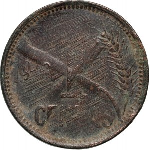 Lithuania, 1 Centas 1936, Defaced in 1940