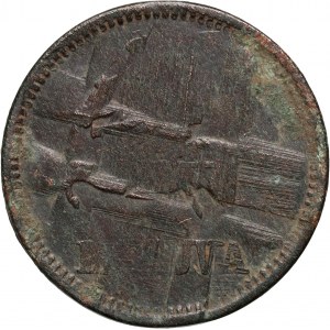 Lithuania, 1 Centas 1936, Defaced in 1940