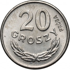 PRL, 20 groszy 1963, PRÓBA, nikiel, napis wypukły
