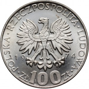 PRL, 100 złotych 1974, Maria Skłodowska-Curie, PRÓBA, nikiel