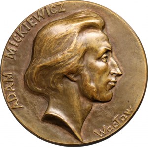 XIX wiek, medal z 1898 roku, Adam Mickiewicz, autorstwa Wacława Szymanowskiego