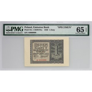 Generalne Gubernatorstwo, 1 złoty 1.03.1940, seria A 0000000, WZÓR