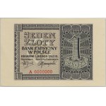 Generalne Gubernatorstwo, 1 złoty 1.03.1940, seria A 0000000, WZÓR