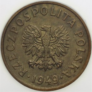 PRL, 20 groszy 1949, PRÓBA, mosiądz, napis wklęsły