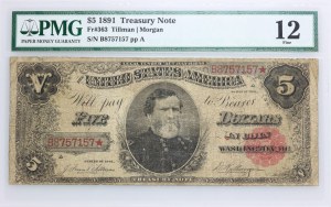 United States of America, Treasury Note, 5 Dollars 1891, Series B
