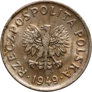 PRL, 20 groszy 1949, PRÓBA, miedzionikiel, napis wklęsły