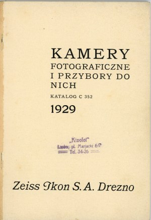 Zeiss Ikon - Appareils et accessoires photographiques. Catalogue C 252 1929, Zeiss Ikon S.A. Dresde.