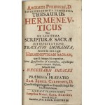Pfeiffer August - Critica sacra, de sacri codicis partitione. Editionibus varriis, linguis originalibus & illibata [...] translatione in lingvas totius universi, de Masora & Kabbala, Talmude denique & Alcorano. Tractatus quator. Ed. 5. Lipsiae 1712