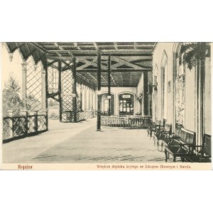 Krynica - Wnętrze deptaku krytego ze Zdrojem Głównym i Karola, ok. 1910.