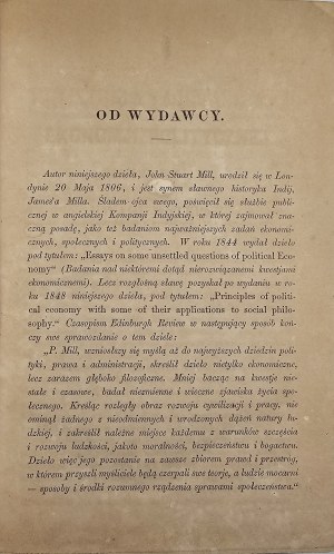 Mill Stuart John - Principles of political economy with some applications of social economy [...] Vol. 1. St. Petersburg 1859 In Druk. Józafat Ohryzka.