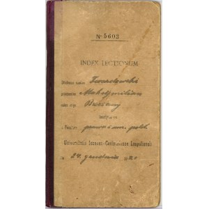 Indeks szkolny, Uniwersytet Lwowski, 1920.