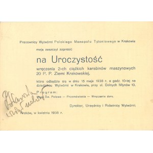 Uroczystość wręczenia 2-ch ciężkich karabinów maszynowych 20 P.P. Ziemi Krakowskiej, Kraków, 1938.