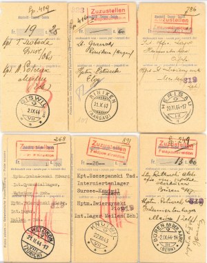 Internement en Suisse - Camp de Meilen, reçu de paiement envoyé au camp, correspondance entre prisonniers au verso, 1943-1944.