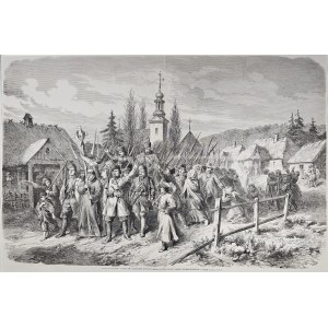 [Powstanie styczniowe] Ochotnicy wyjeżdżający z Grodna do Armii Powstańczej, 1863.