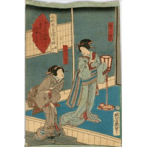 Drzeworyt japoński - Utagawa Yoshichika (?-1868) - Dwie kobiety, ok. 1860.