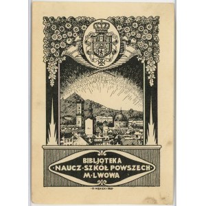 Ekslibris Rudolfa Mękickiego dla Biblioteki Nauczycielstwa Szkół Powszechnych m. Lwowa, 1925.