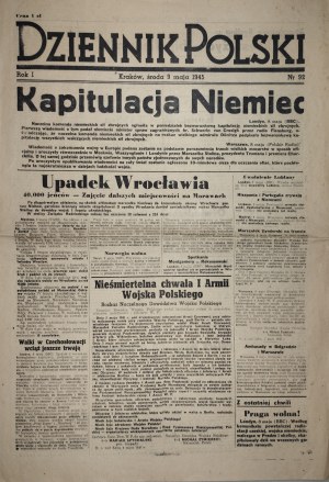 Dziennik Polski, 9. mája 1945, Kapitulácia Nemecka.