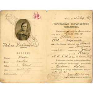 Tymczasowe zaświadczenie tożsamości, Święciany, 1939.