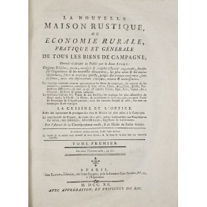 Liger [Louis] - La nouvelle maison rustique, ou Économie rurale, pratique et générale de tous les biens de campagne [...] T. 1-2. A Paris 1790 Chez Savoye.