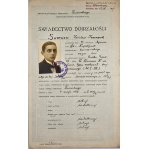 Kuratorjum Okręgu Szkolnego Lwowskiego. Państwowa Komisja Egzaminacyjna - Świadectwo Dojrzałosci. Lwów, 1929 r.