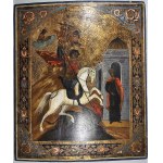 Icon - Saint George fighting the dragon. Russia 19th / 20th century.
