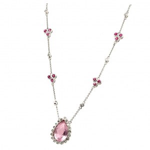 NECKLACE WITH PINK QUARTZ AND DIAMONDS - PND30403