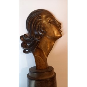 Ženská busta bronz signovaná ART DECO cca 1930 autor neidentifikován