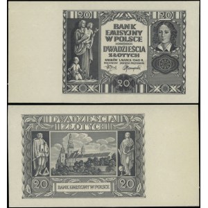 Pologne, tirage inachevé de 20 zlotys, 1.03.1940