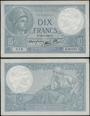 France, 10 francs, 28.11.1940