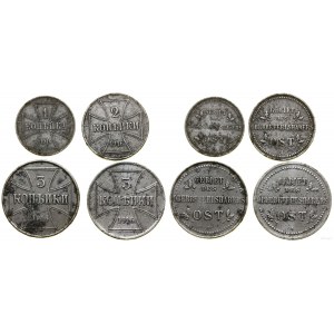 Polska, zestaw: 1, 2, 3 kopiejki, 1916 A i J, Berlin i Hamburg